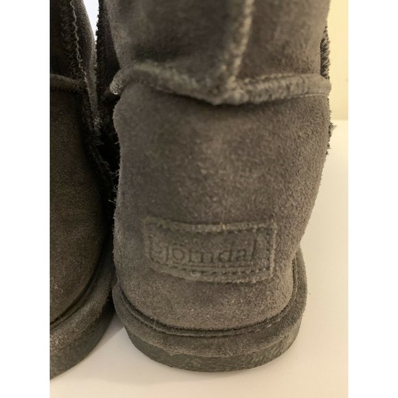 Bjorndal Zoe Mid Calf Boots Gray Leather Sheepskin Lined Pull On 8M - Picture 7 of 11